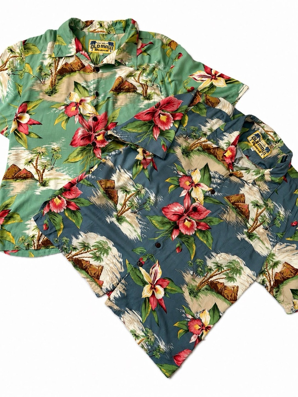 Old Maui Brand Vintage Hawaiian Tropical Camp Shirts Men's XL Lot of 2